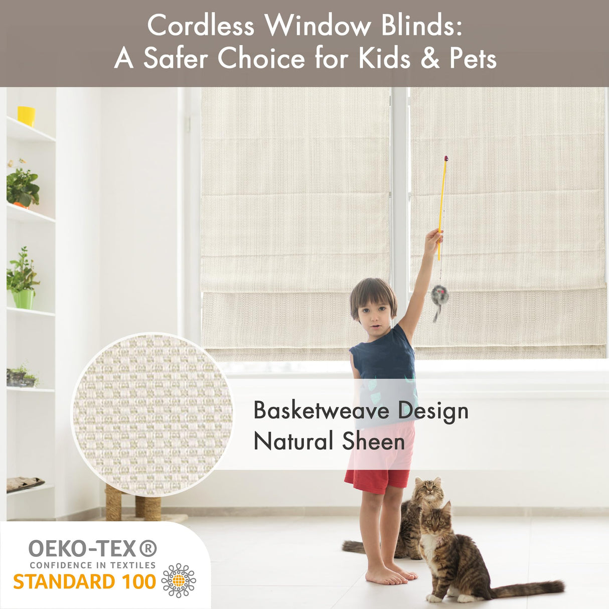 Madison Park Galen Cordless Roman Shades-Fabric Privacy Single Panel Darkening,Energy Efficient,Thermal Insulated Window Blind Treatment,for Bedroom,Living Room Decor,31"x64", Galen Basketweave Ivory Madison Park