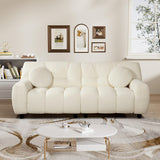 Nolohoo Boucle Cloud Sofa Couch, Comfy Deep Seat Sherpa Couch, 72.8" Upholstered Cozy Teddy 2 Seat Marshmallow Couch with 2 Pillows, Oversized Loveseat Sofa for Living Room, Bedroom, Cream White Nolohoo