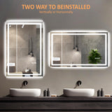 DURASPACE 60 x 36 inch Led Bathroom Mirror with Frontlit and Backlit,Dimmable Vanity Wall Mirror Anti-Fog Memory Mirrors for Bathroom Vanity (Vertical/Horizontal) DURASPACE