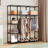 SORCEDAS Portable Wardrobe Closet Storage Organizer Metal Hanging Rack Non-Woven Fabric (Black, 51 Inch) SORCEDAS