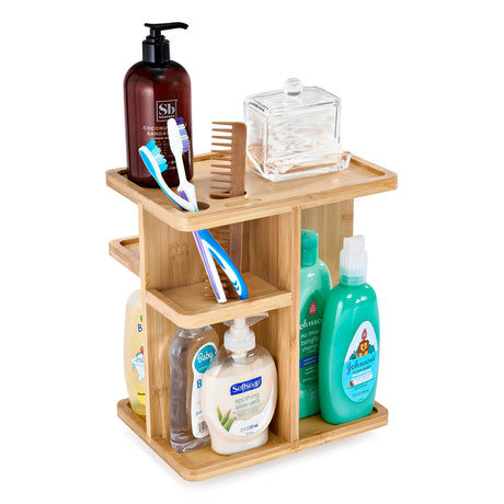 Sorbus 360° Makeup Organizer - Bamboo Wood Make Up Storage Carousel for Cosmetics, Skin Care Rotating Makeup Organizer for Vanity, Bathroom Storage Sorbus