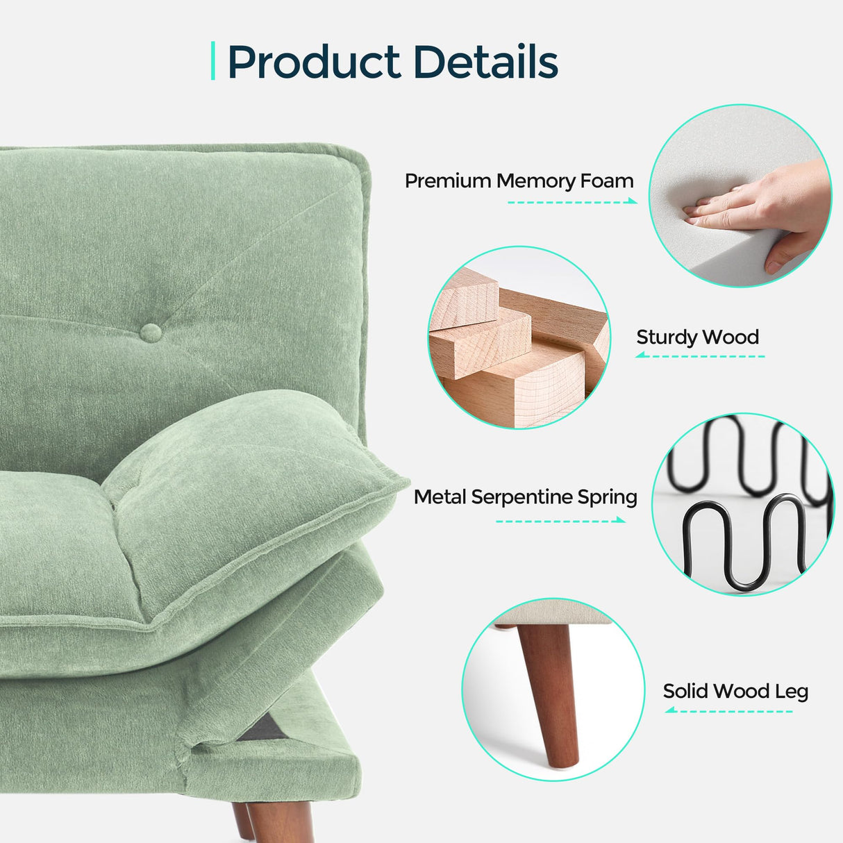 LINSY HOME Futon Sofa Bed, 70" Futon Couch with Adjustable Backrest and Armrest, Comfy Loveseat Convertible Folding Sleeper Sofa Couches for Small Spaces Living Rooms Apartment Office LINSY HOME