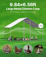 VEVOR Large Metal Chicken Coop with Run, Walkin Chicken Coop for Yard with Waterproof Cover, 6.5 x 9.8 x 6.5 ft, Spire Roof Large Poultry Cage for Hen House, Duck Coop and Rabbit Run VEVOR
