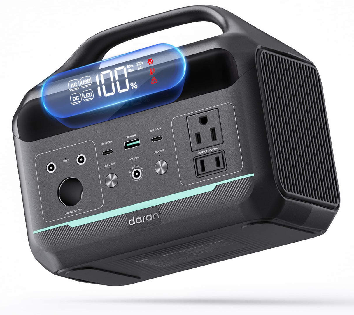 DaranEner Portable Power Station, 204Wh LiFePO4 Battery Backup w/ 2 300W (Surge 600W) AC Outlets, PD100W Fast Charging Outlet, Solar Generator for Outdoors Camping Travelling and Emergencies DaranEner