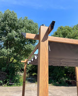 Agrestem 10x13 Ft Retractable Outdoor Pergola with Canopy, Upgraded Wood-Grain Aluminum Pergola, Modern Pavilion for Backyard, Patio, Porch, Grape Trellis, Gray Agrestem