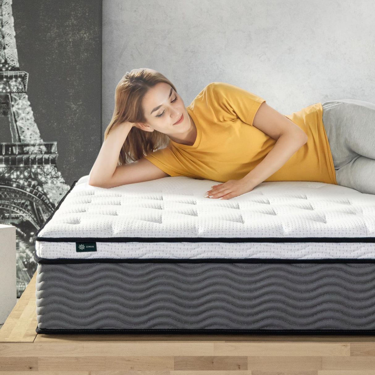 ZINUS 12 Inch True Support Hybrid Mattress [New Version], King, Fiberglass Free, Medium Feel, Motion Isolation, Certified Safe Foams & Fabric, Mattress in A Box Zinus