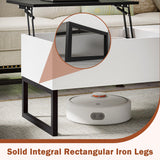 Koifuxii White Coffee Table with Black Lift Top - Modern Industrial Coffee Table with Lifting Top and Hide Compartment Storage - 40 Inch Rectangle Lift Coffee Tables for Living Room Koifuxii