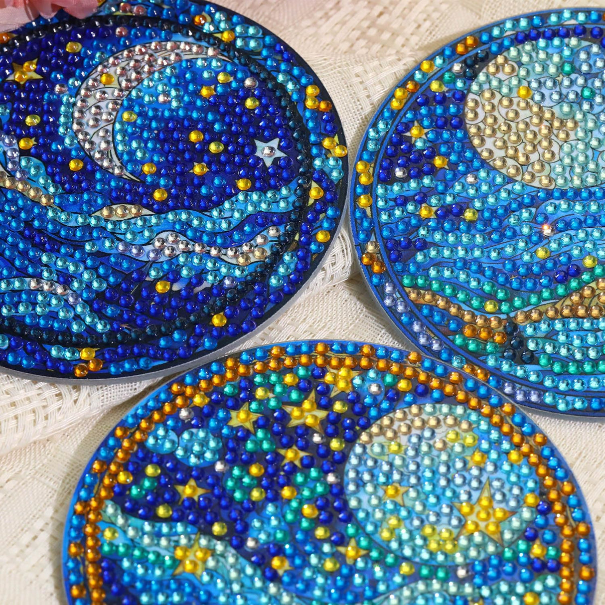 8 PCS Moon Diamond Art Coasters Kits, Diamond Painting Coasters with Holder Set of 8, DIY Drink Coasters Art Crafts Supplies for Adults Cup Mat for Home Decor House Warming Gifts Non-Slip 3.9inch Yanfairy