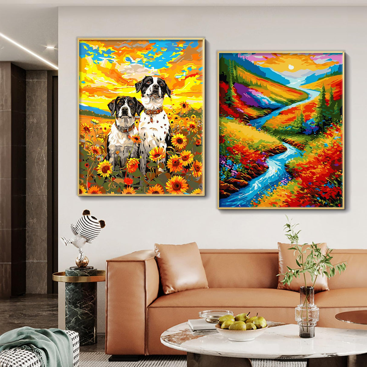 Yunnuo Dog Paint by Numbers Kit for Adults Beginners,Sunflower Acrylic Adult Paint by Number Kits on Canvas, Animals and Sunset Digital Oil Painting by Numbers for Home Decor Gifts 16"x20" Yunnuo