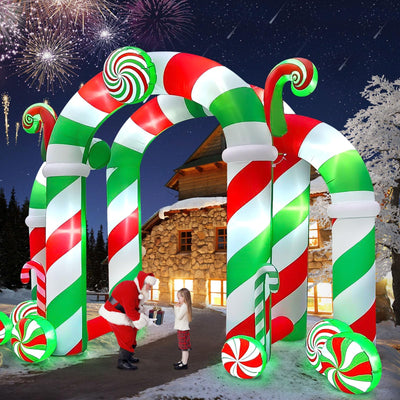 Kalolary 13FT Christmas Archway Inflatables with LED Light, Giant Xmas Candy Arch Inflatable Stereoscopic Blow up Christmas Outdoor Yard Decorations for Square Shopping Mall Lawn Garden Holiday Party