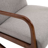 HOMCOM Upholstered Rocking Armchair with Wood Base and Linen Fabric Padded Seat for Living Room, Grey HOMCOM