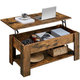 Yaheetech Vintage Coffee Table, Lift Top Coffee Table with Large Hidden Storage Shelf, Lift Tabletop Dining Table for Living Room, Home Small Space, 38.6in, Rustic Brown Yaheetech