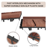 9 PCS Interlocking Deck Tiles 12" x 12"- Acacia Wood Deck Tiles Waterproof - Patio Deck Tiles for Indoor & Outdoor Use, Drainage, Non Slip, Easy Installation (Brown) J CLOVER