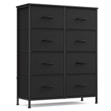 SONGMICS Dresser for Bedroom, Chest of Drawers, Steel, MDF, 8 Non-Woven Fabric Drawers, Storage Organizer Unit, Closet, Entryway, Ink Black and Ebony Black LGS124B01S SONGMICS
