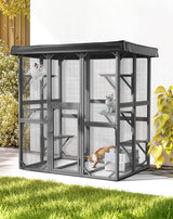Catio Outdoor Cat Enclosure, 71" Large Cat House for Multiple Cats with Waterproof Roof, 3 Tier Cat Cage with 6 Platform for Patio, Yard, Graden PawGiant