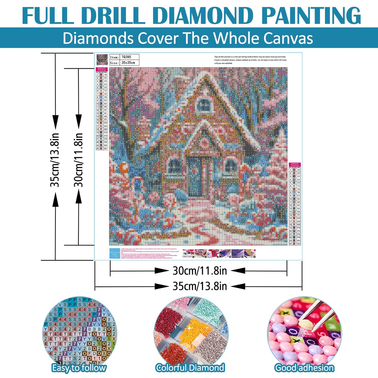 VCLKDIY Winter House Tree Diamond Art Kits for Adults, 5D Diamond Painting Kits for Adults Beginners, DIY Full Round Drill Diamond Dot Painting Gem Art Kits for Adult, Home Wall Decor 13.8x13.8 Inch VCLKDIY