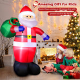 6 FT Christmas Inflatable Santa Claus Outdoor Decorations, Blow up Santa Claus with Gift Bag, Large Xmas Santa Carrying Present Sack, Outside Decor for Yard Garden Lawn Home Party, Built-in LED Lights FunFanso
