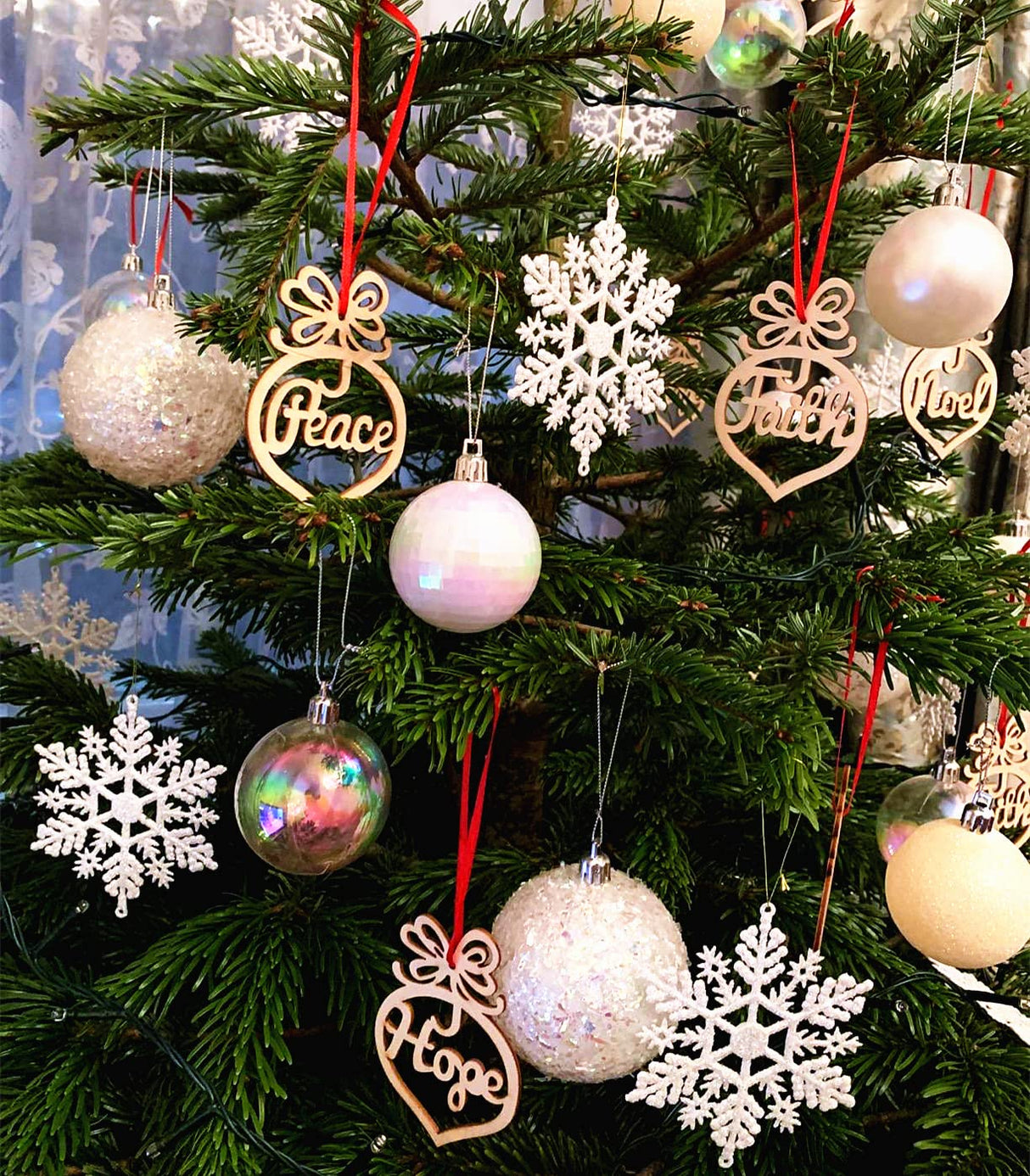 48 Pack Hollow Wood Letter Ornaments for Church Party Christmas Tree, Wedding Favor, Birthday Decoration Alove Ditto