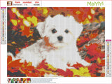 MaiYiYi Full Square Diamond Painting Kits, Cute White Dog Diamond Painting by Numbers for Adults, Crystal Maple Leaf Dog Diamond Painting Arts Crafts for Adult Beginners (11.8 x 15.7 inches) CooolPlus