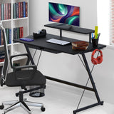 SHW 40 Inch Gaming Desk with Monitor Riser, Drawer and Hooks, Black SHW
