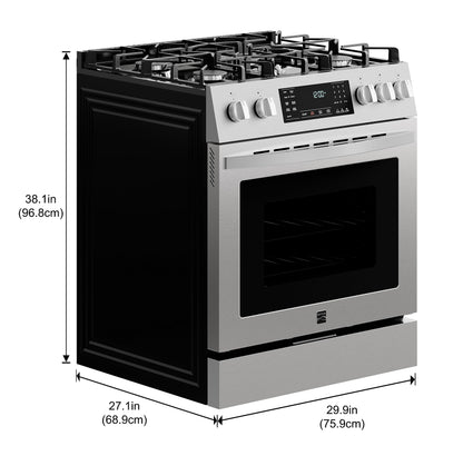 Kenmore Front Control Gas Range Oven with 5 Cooktop Burners, True Convection, Steam and Self Clean, Freestanding Stainless Steel Stove and Oven, 4.8 cu. ft. Capacity