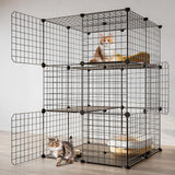 Eiiel 3-Tier Cat Cage Indoor Enclosure DIY Cat Playpen Catio Detachable Metal Wire Kennels 2Lx2Wx3H Crate Large Exercise Place Ideal for 1-2 Cats, Black Eiiel