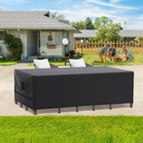 Patio Furniture Covers, Gorpche Outdoor Furniture Covers Waterproof, Tear-Resistant Patio Table and Chair Set Cover with Upgraded Fastener Windproof Buckle Straps, Heavy Duty, 108"L× 82"W× 28"H, Black Gorpche