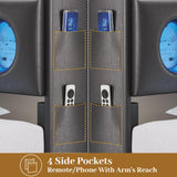 BYSAUD King Size Bed Frame,Floating Bed Frame with Storage Headboard & LED Light,Floating bed Frame King with Charging Station,King Bed with Bookcase Headboard,No Box Spring Needed,Noise-Free PU Black BYSAUD