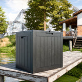 MAIUSCOLI 30 Gallon Outdoor Deck Box,Storage Lockable Waterproof Patio Furniture,Garden Tools,Cushions,Pool Accessories Outside Storage Resin Box(Black) MAIUSCOLI