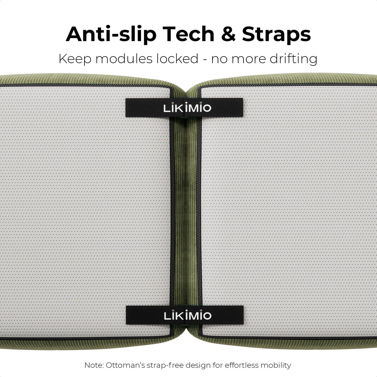 LIKIMIO 118" Modern L-Shaped Modular Sectional Sofa for Living Room, Corduroy Upholstery Green, Oversized 3-Seater Couch with Deep Seat and Movable Ottoman – No Assembly LIKIMIO