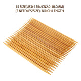 RELIAN Double Pointed , 75 Pcs Bamboo Knitting Needles Set, 15 Sizes from 2.0mm-10.0mm(8 Inches Length)+ 4Pcs Knitting Needles Point Protectors RELIAN