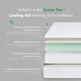 EGO White 10 inch Twin XL Memory Foam Mattress, Cooling Gel Green Tea Mattress Bed in a Box, CertiPUR-US Certified, 38"×80", Medium Firm MLILY