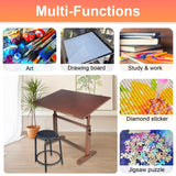 Falling in Art Wooden Drafting Table and Stool Set, Walnut 30" x 42" Adjustable Height and Angle Solid Wood Drawing Desk for Adults, Artist Craft Table for Painting Artwork, Reading, and Writing Falling in Art