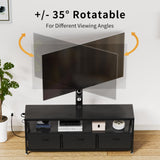 JUSTOGO TV Stand with Mount and Power Outlet, TV Stand Mount with Storage for Living Room, Entertainment Center with LED Lights for 45/55/60/65 inch TVs, Height Adjustable Media Console, Black JUSTOGO