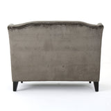 Modern Tufted Velvet Wingback Loveseat, Tufted Velvet 2 Seat Couch Sofas with High Back Thick Padded Cushioned Seats for Living Room, Victorian Style, Grey Merax