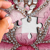 3D Crystal Diamond Lotus Jigsaw Puzzle 1000 Piece for Adult, Art Aesthetic Pretty Jewel Jigsaw Puzzles, Difficult Flower Plant Embroidery Puzzle Larkipuzz