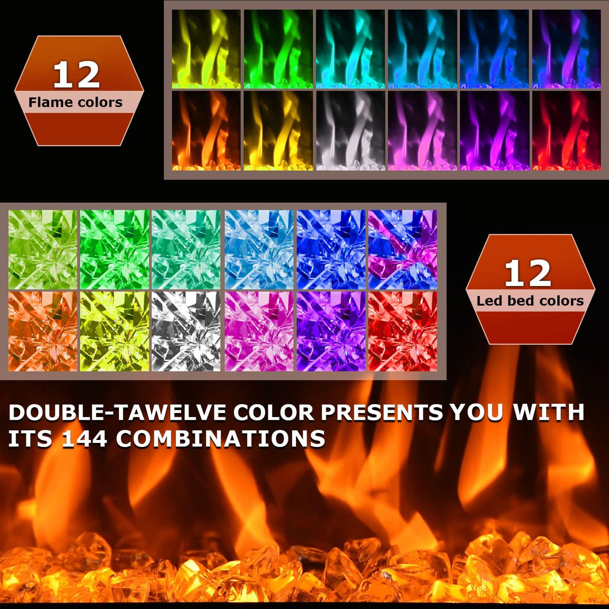 Hocookeper 60 inch Electric Fireplace, Wall Mounted and Recessed Fireplace Linear Fireplace Insert with Remote Control, Adjustable Flame Colors, Timer,750w/1500w, Black Hocookeper