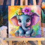 Reivworl Framed Paint by Numbers Kit for Adults Beginner & Kids Ages 8-12, Elephant Paint by Number with Frame and Easel, Painting by Numbers for Gifts and Home Decor (10X10Inch) Reivworl