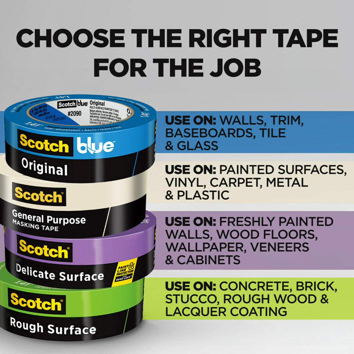 Scotch General Purpose Masking Tape, 1.88 in x 60.1 yd, Beige, Sticks for Up to 5 Days, Removes Easily Without Leaving Sticky Residue, Easy-to-Tear Masking Tape (2050-48MP) Scotch