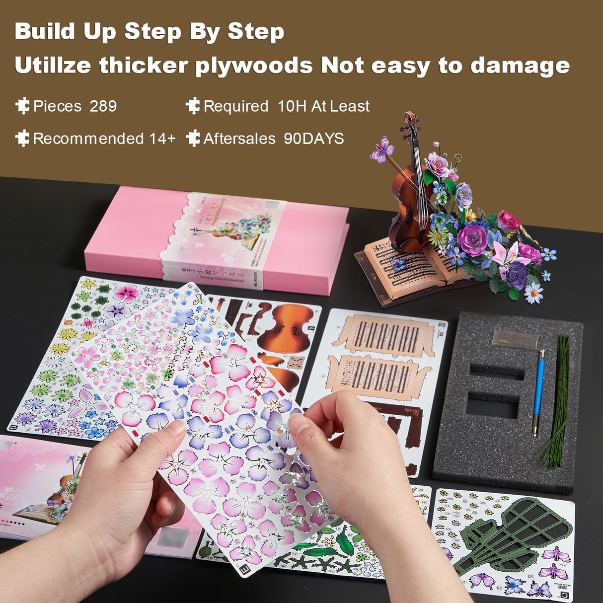 3D Metal Puzzles for Adults, Cello 3D Metal Model Kits for Adults to Build, DIY Flower Model Building Kit for Ages 14+ Adult Women Men, Difficult DIY for Assembly, Birthday Gifts for Women Men Hobby INTELIVE