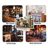 RAJYQODIS Hanging Metal Wine Rack with LED Light, 2 Tier Rustic Industrial Wine Glass Holder, Multifunctional Bar Liquor Bottle Display Storage, Wall Mounted/Hanging Installation (47.24in/120cm) RAJYQODIS