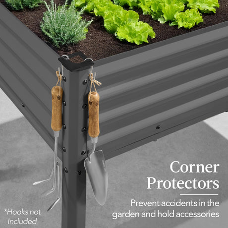 Best Choice Products 48x24x30in Galvanized Raised Garden Bed, Metal Elevated Planter Box, Vegetable Garden for Backyard, Patio, Balcony - Charcoal Best Choice Products