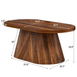 Fluted Coffee Table with Sturdy Tapered Base, Wood Oval Small Coffee Table, Mid Century Modern Center Table for Living Room Office (Walnut 1) FurSch