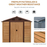 Outsunny 8' x 6' Outdoor Storage Shed, Garden Tool House with Foundation Kit, 4 Vents and 2 Easy Sliding Doors for Backyard, Patio, Garage, Lawn, Brown Outsunny