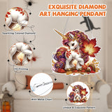 Bowetile Fall Diamond Art Hanging Kits for Adults Kids, Unicorn Diamond Art Suncatchers, 5D Special Shape Autumn Diamond Painting Pendant Window Ornament Gifts for Home Garden Door Wall Decor Bowetile