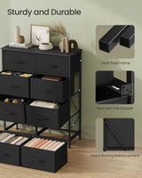 SONGMICS Dresser for Bedroom, Chest of Drawers, Steel, MDF, 8 Non-Woven Fabric Drawers, Storage Organizer Unit, Closet, Entryway, Ink Black and Ebony Black LGS124B01S SONGMICS