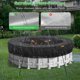 HIGHTQURO 18Ft Round Pool Cover,Heavy Duty Waterproof Round Pool Covers for Above Ground Pools with Ground Nails and Windproof Ropes,Increase Stability&Tear-Resistant, Waterproof and Dustproof, Black HIGHTQURO