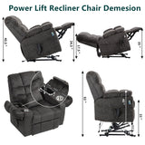 REHOUSING Oversized Power Lift Recliner Big Man 400lbs, Extra Wide Recliner Chair with Lifts Vertically for Elderly, Features Cup Holder, Heat and Massage, Zero Gravity Lay Flat for Adults (Grey) REHOUSING