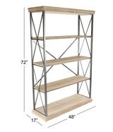 Deco 79 Industrial Wood Shelving Unit, 72 x 48 x 17 Inches, Brown/Iron Deco 79