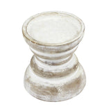 Stonebriar Antique White Wooden Pillar Candle Holder, Vintage Seaside Pillar Stand for Dining Table Centerpiece, Coffee Table, Mantel, Or Any Table Top, Small Stonebriar